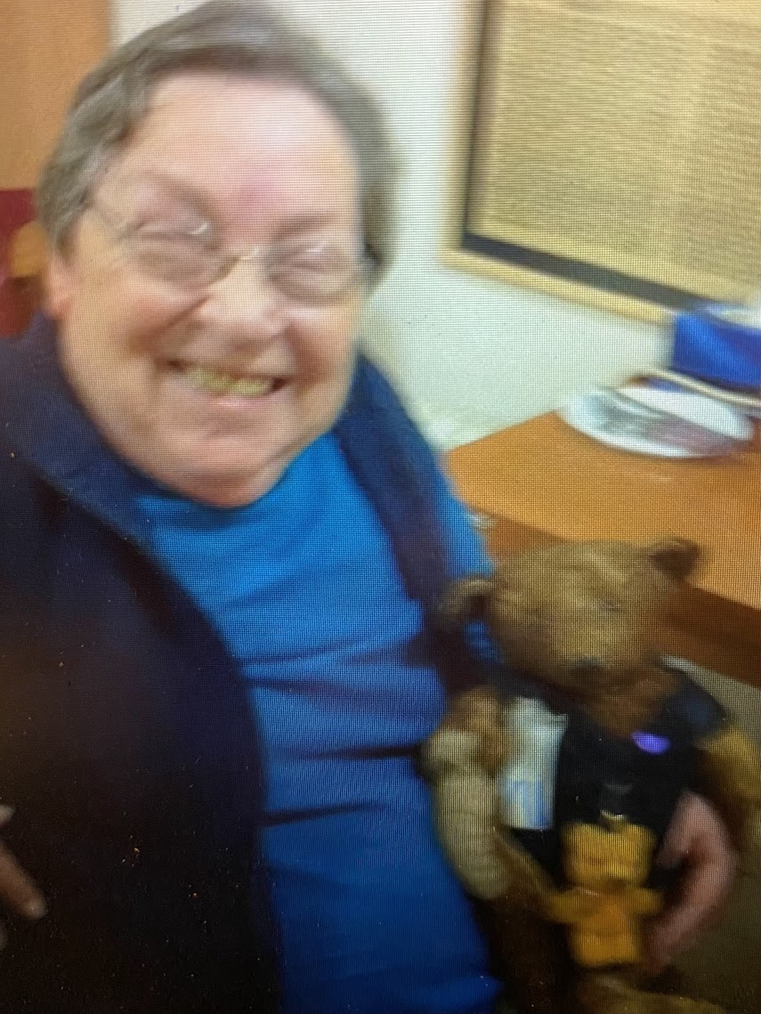 Irene Grumach Shirun smiling while holding her beloved bear Bärchen